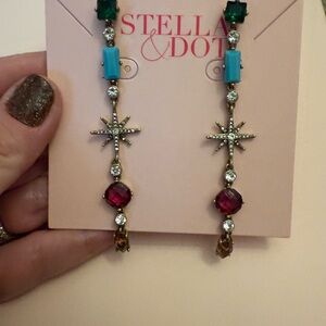 Stella & Dot Colorful Starburst Candy Jewels Linear Earrings